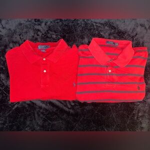 Polo Ralph Lauren LOT OF 2 Stripe Solid Polo Shirt Men's 3XLT TALL S/S Cotton